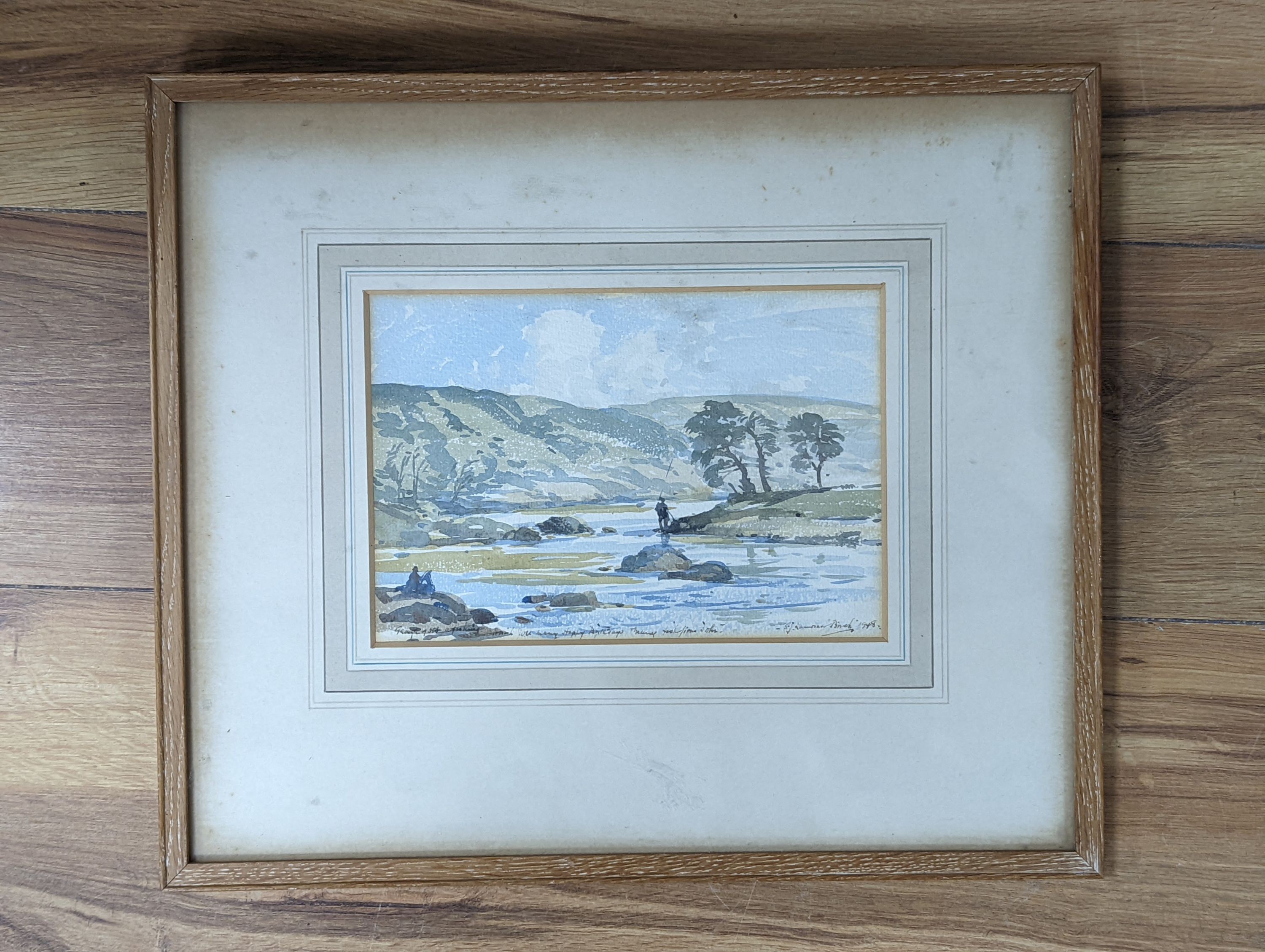 Samuel John Lamorna Birch (1869-1955), watercolour, George ... Fishing ... Happy Birthday, signed and dated 1948, 14.5 x 21cm